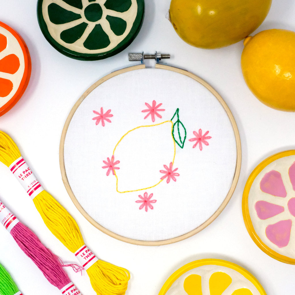 Embroider a Lemon: Learn Lazy Daisy & Backstitch