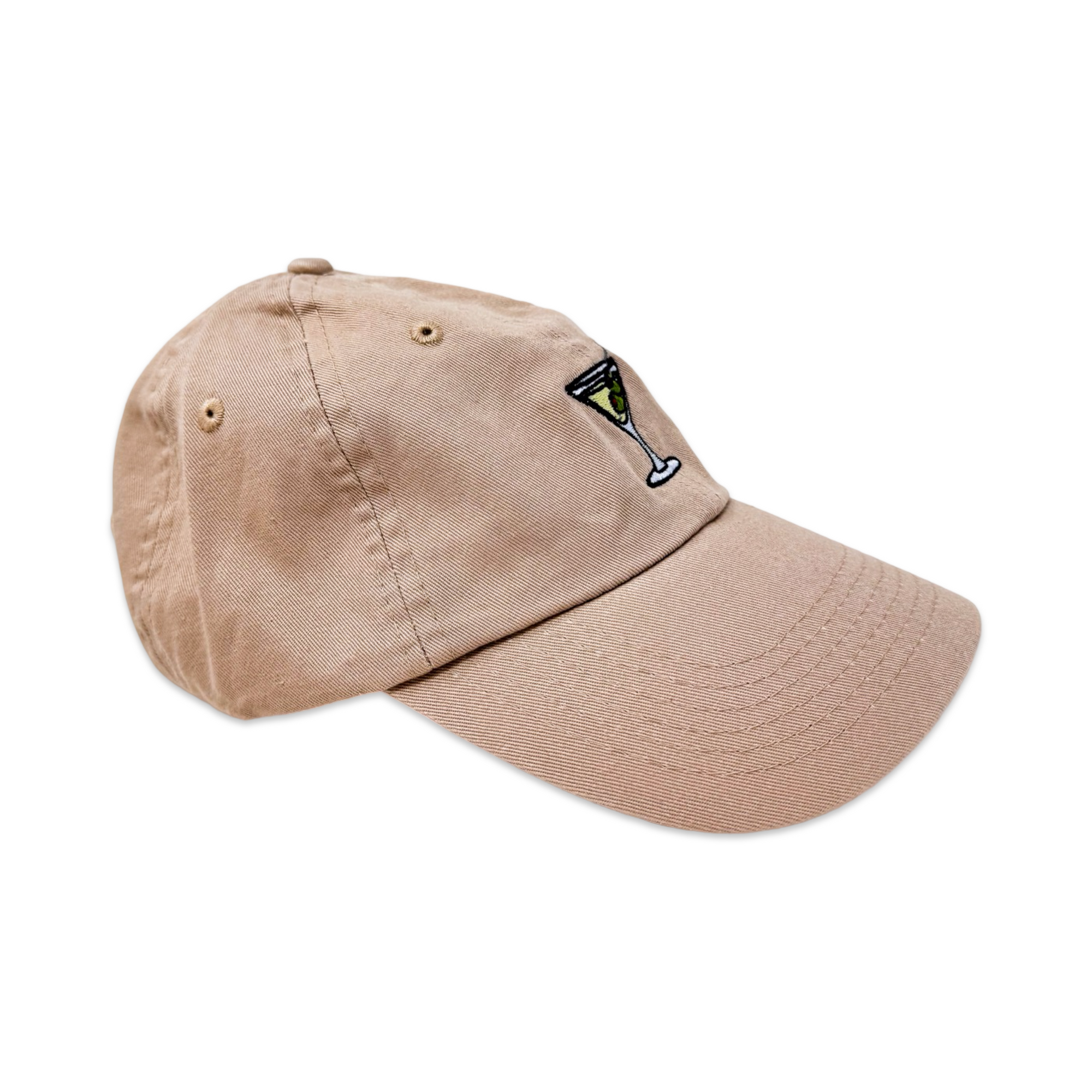 Tan Martini Embroidered Hat
