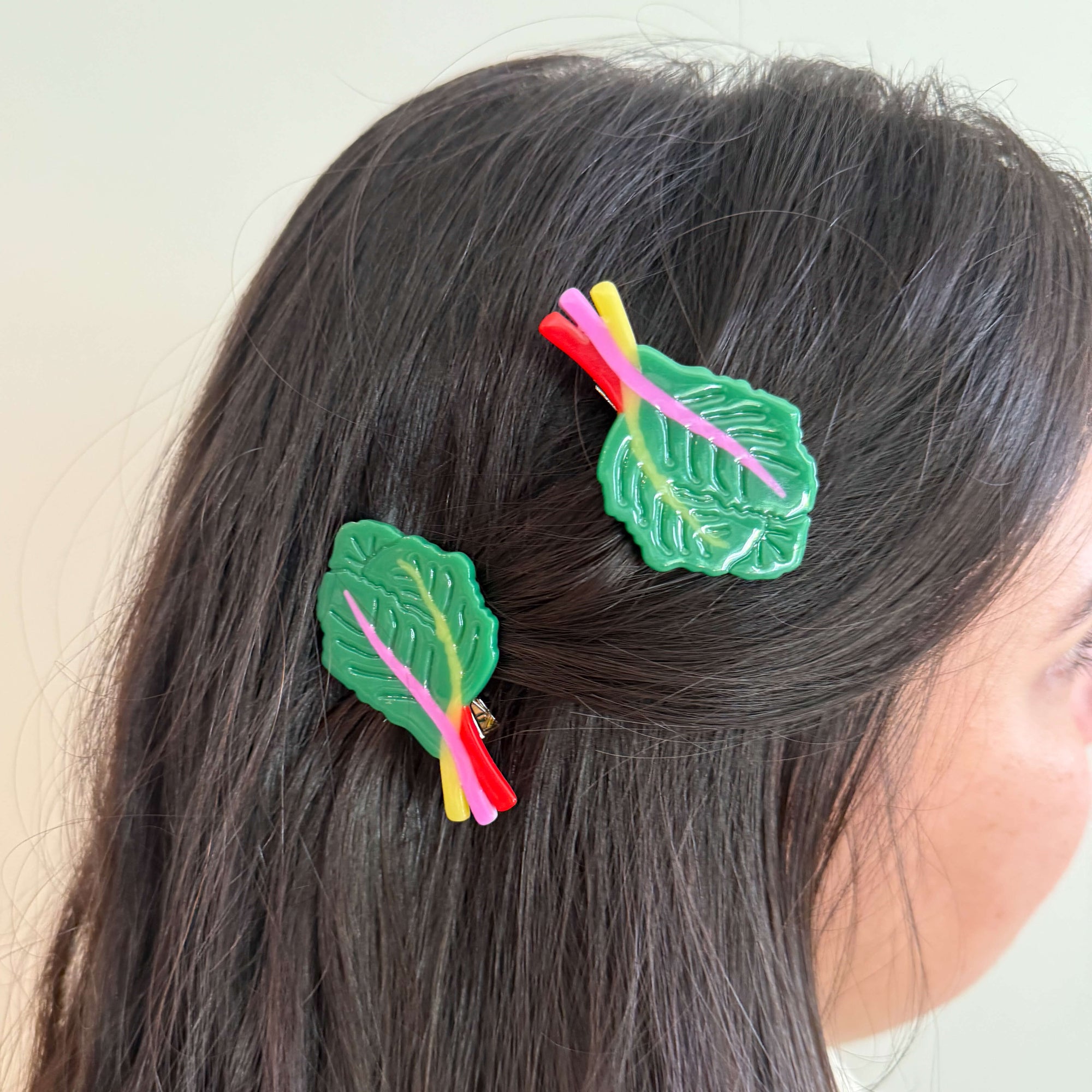 Rainbow Chard Alligator Hair Clip Set