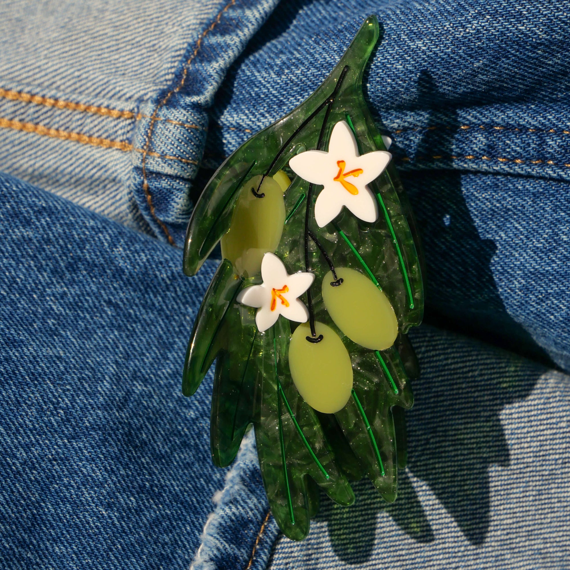 Large Olive Branch Hair Claw Clip