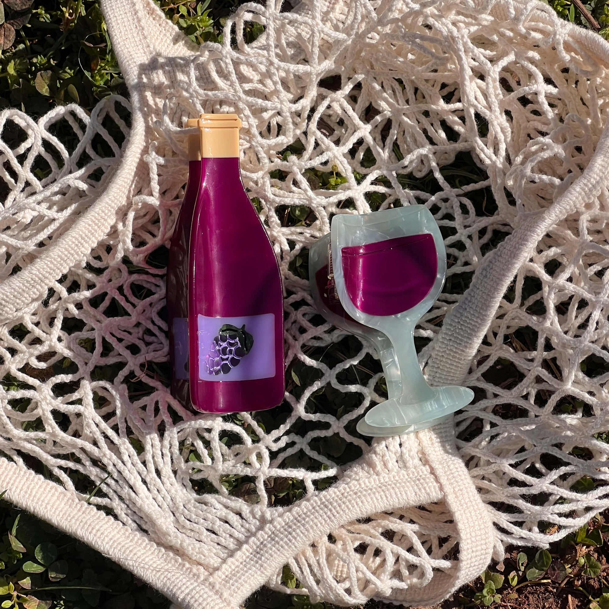 Large Red Wine Bottle Hair Claw Clip