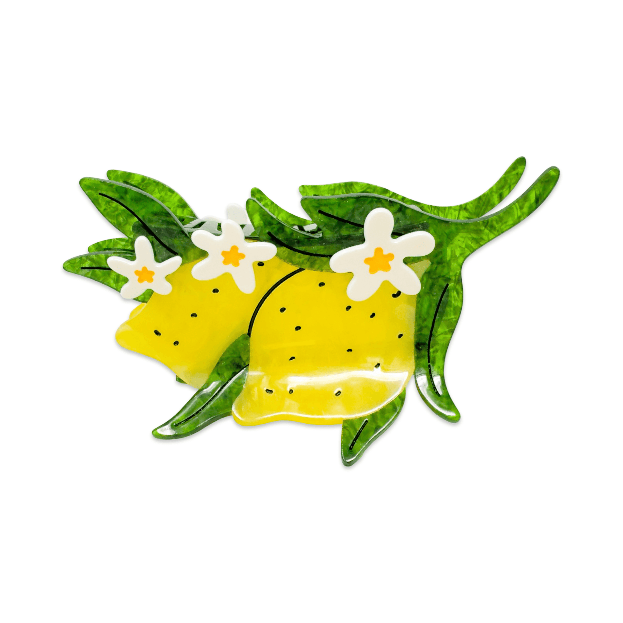 XL Lemon and Flowers Hair Claw Clip