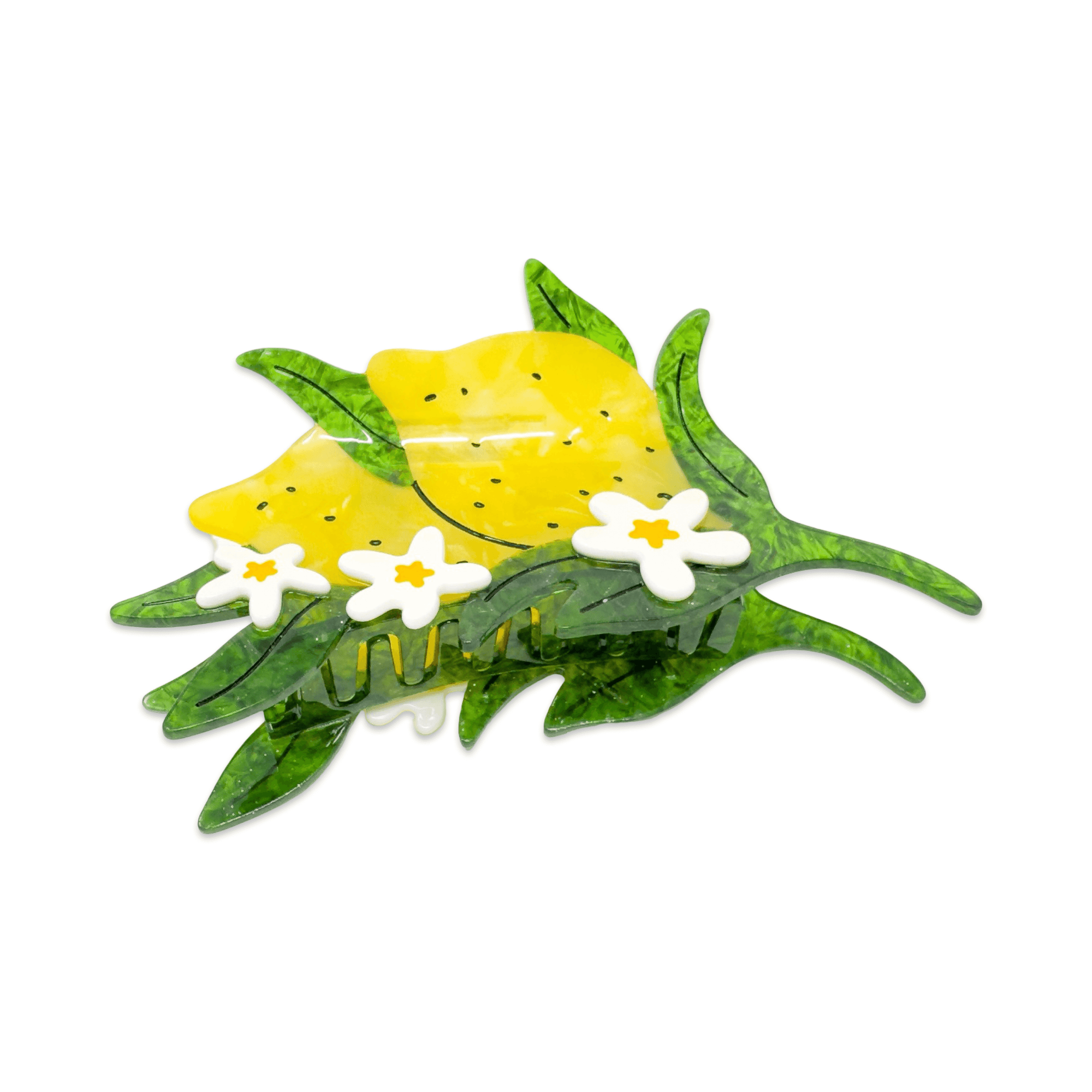 XL Lemon and Flowers Hair Claw Clip