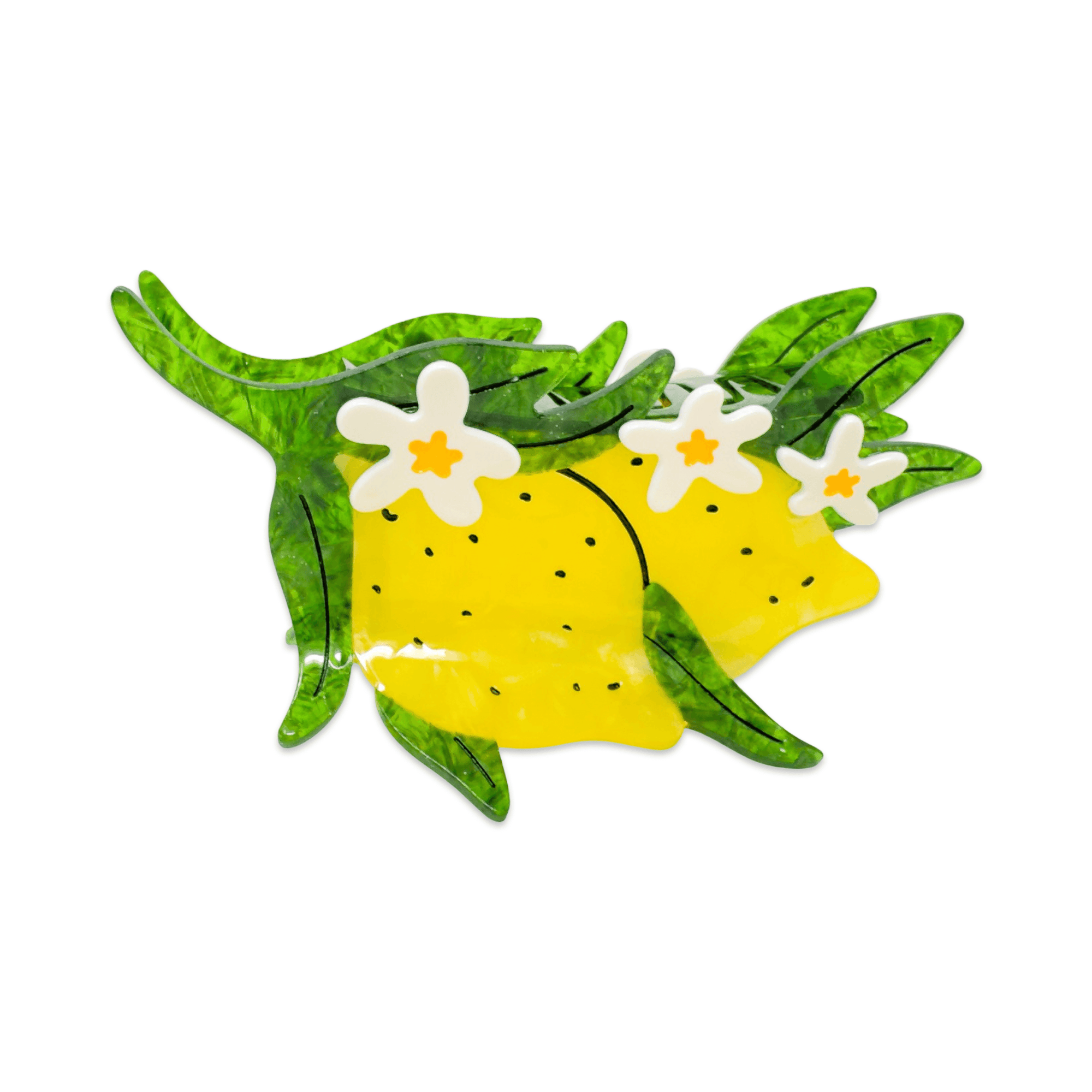 XL Lemon and Flowers Hair Claw Clip