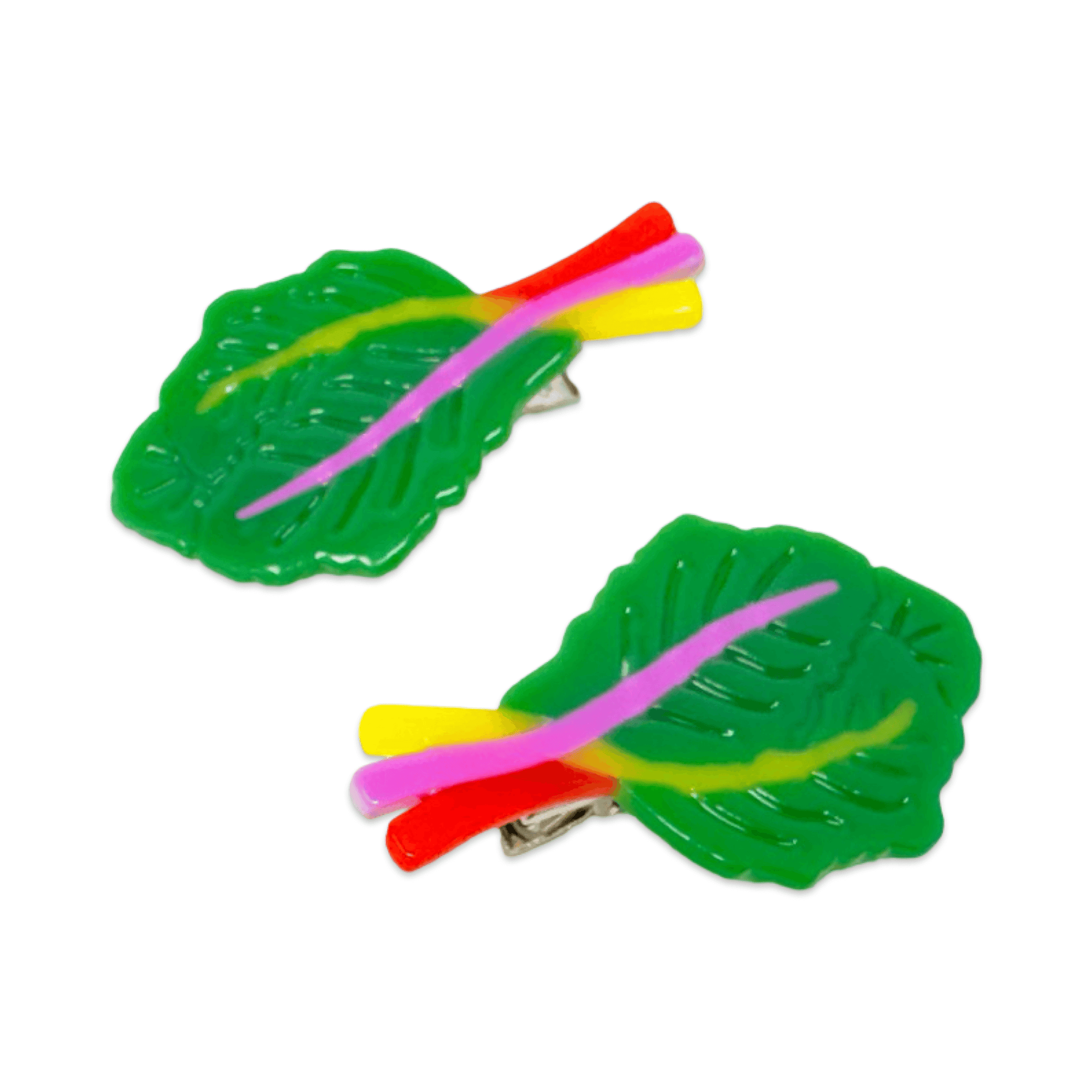 Rainbow Chard Alligator Hair Clip Set