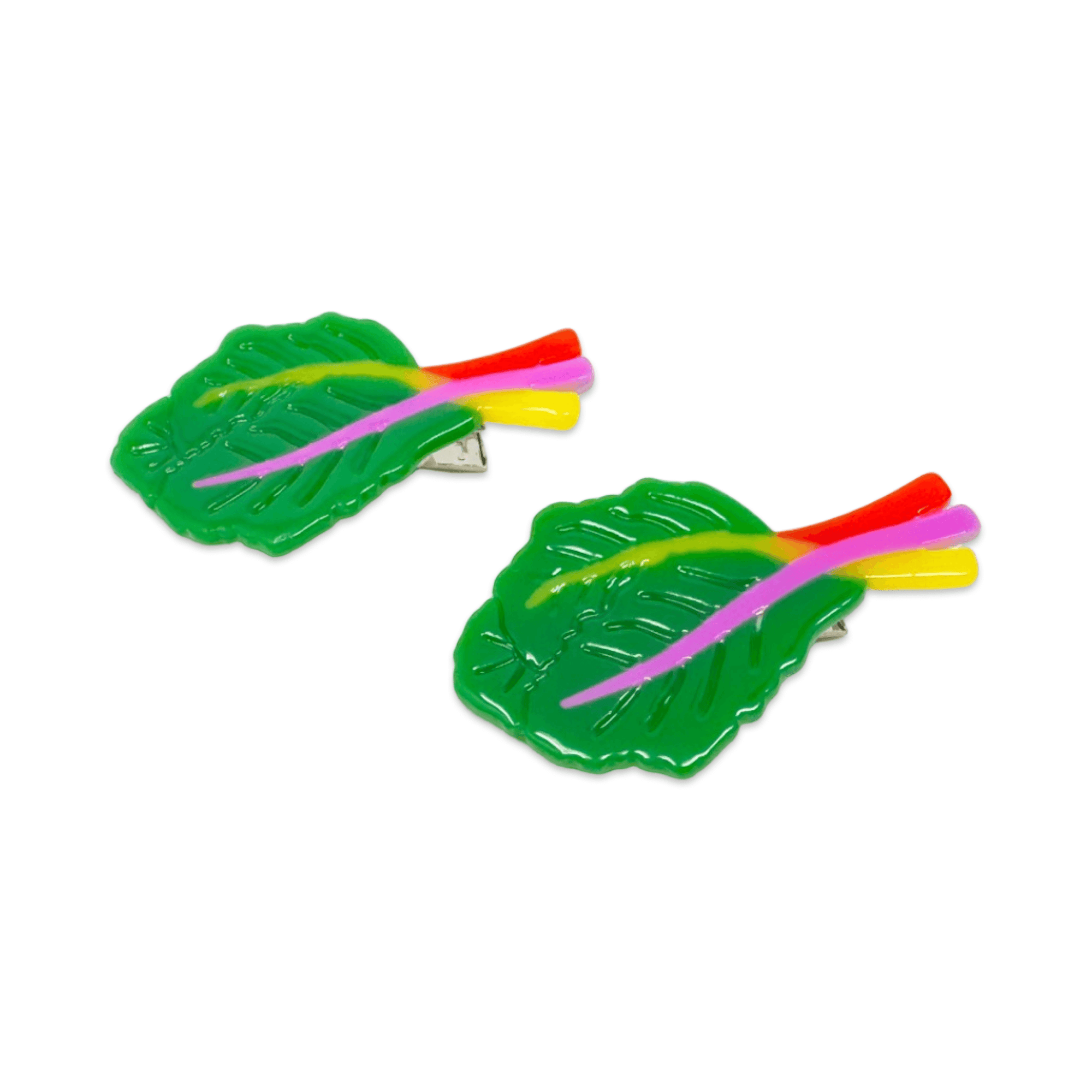 Rainbow Chard Alligator Hair Clip Set