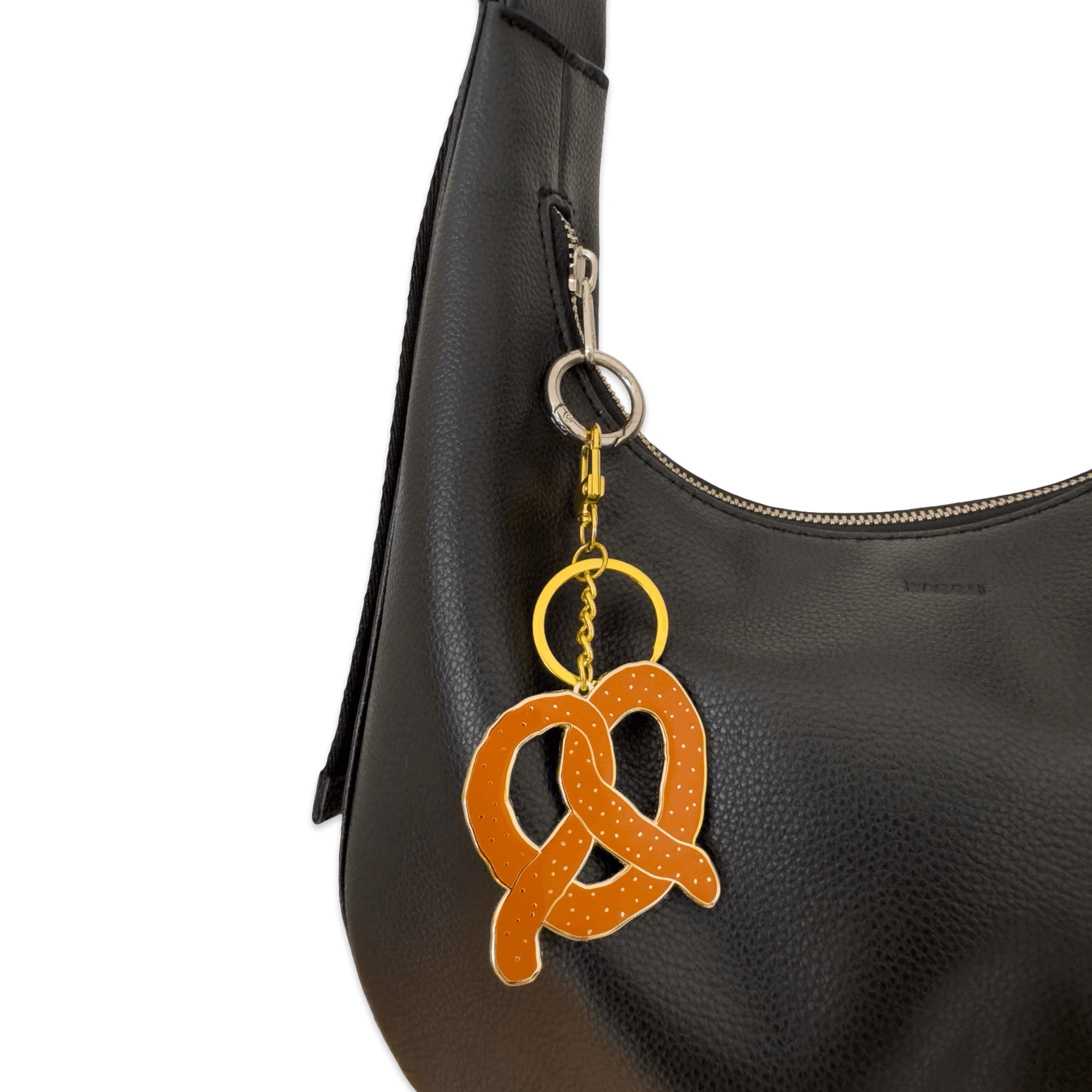 Pretzel Enamel Bag Charm & Keychain