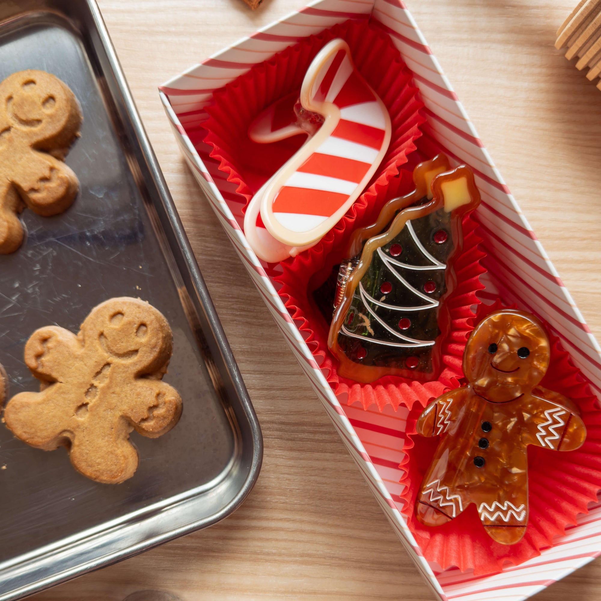 Midi Candy Cane Holiday Cookie Hair Claw Clip