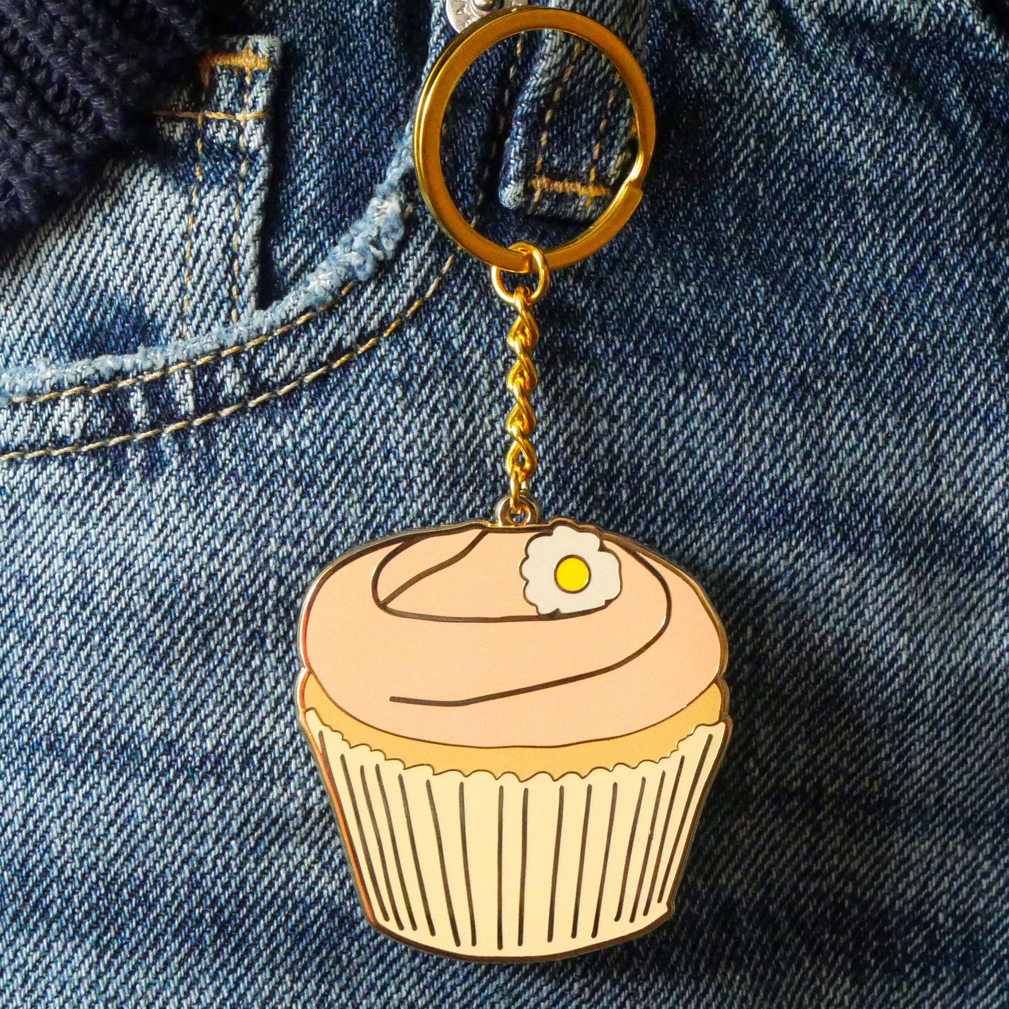 Carrie Cupcake Enamel Keychain