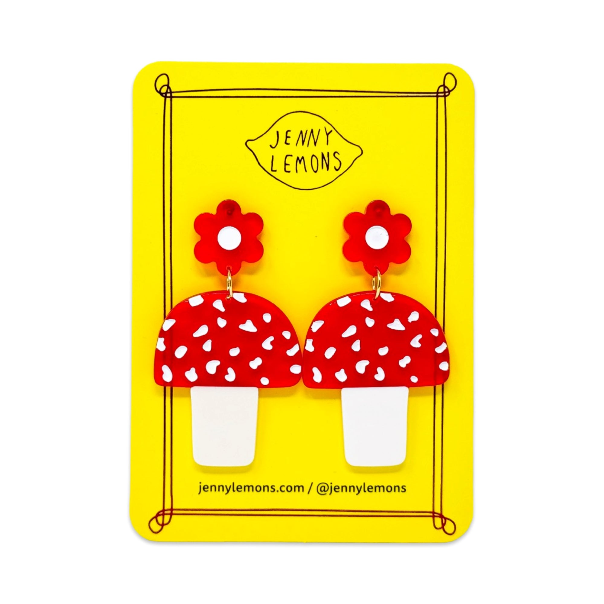 Mushrooms and Flowers Earrings Jewelry Jenny Lemons