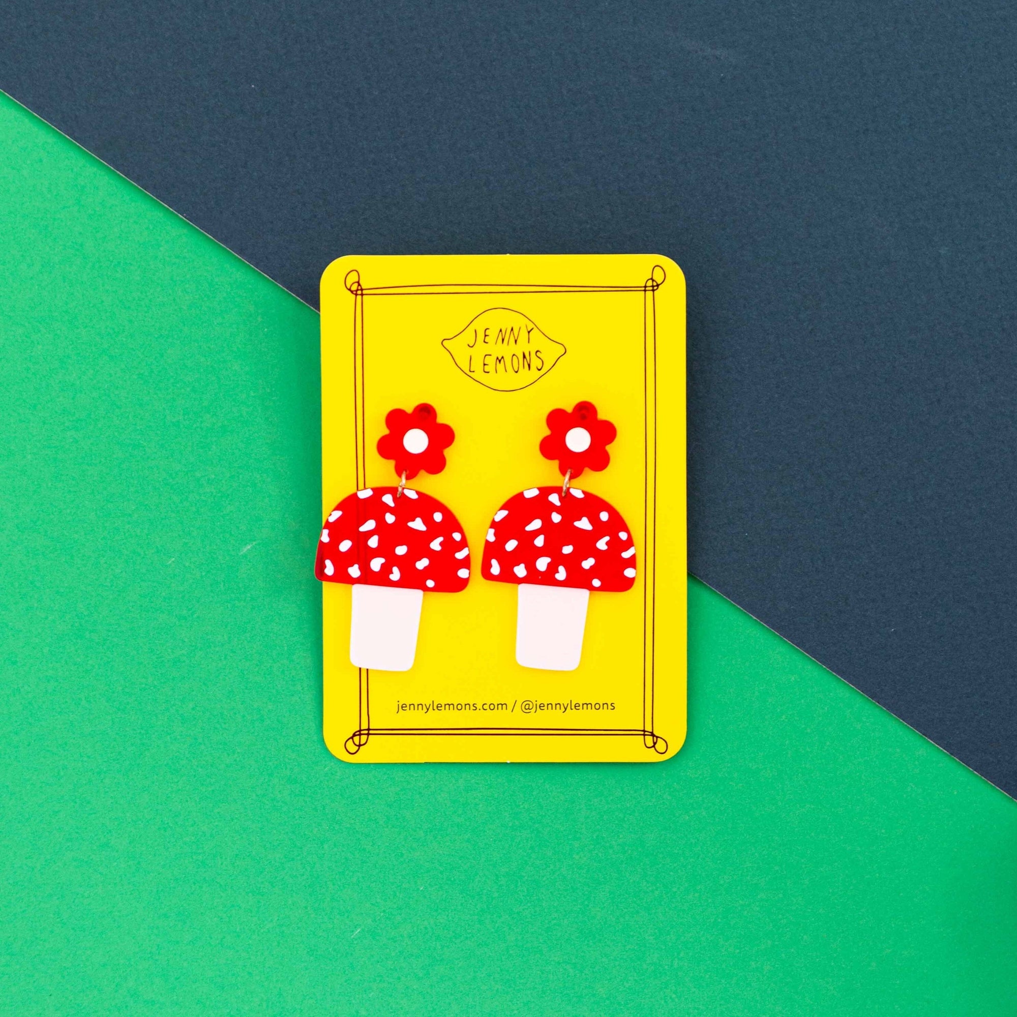 Mushrooms and Flowers Earrings Jewelry Jenny Lemons