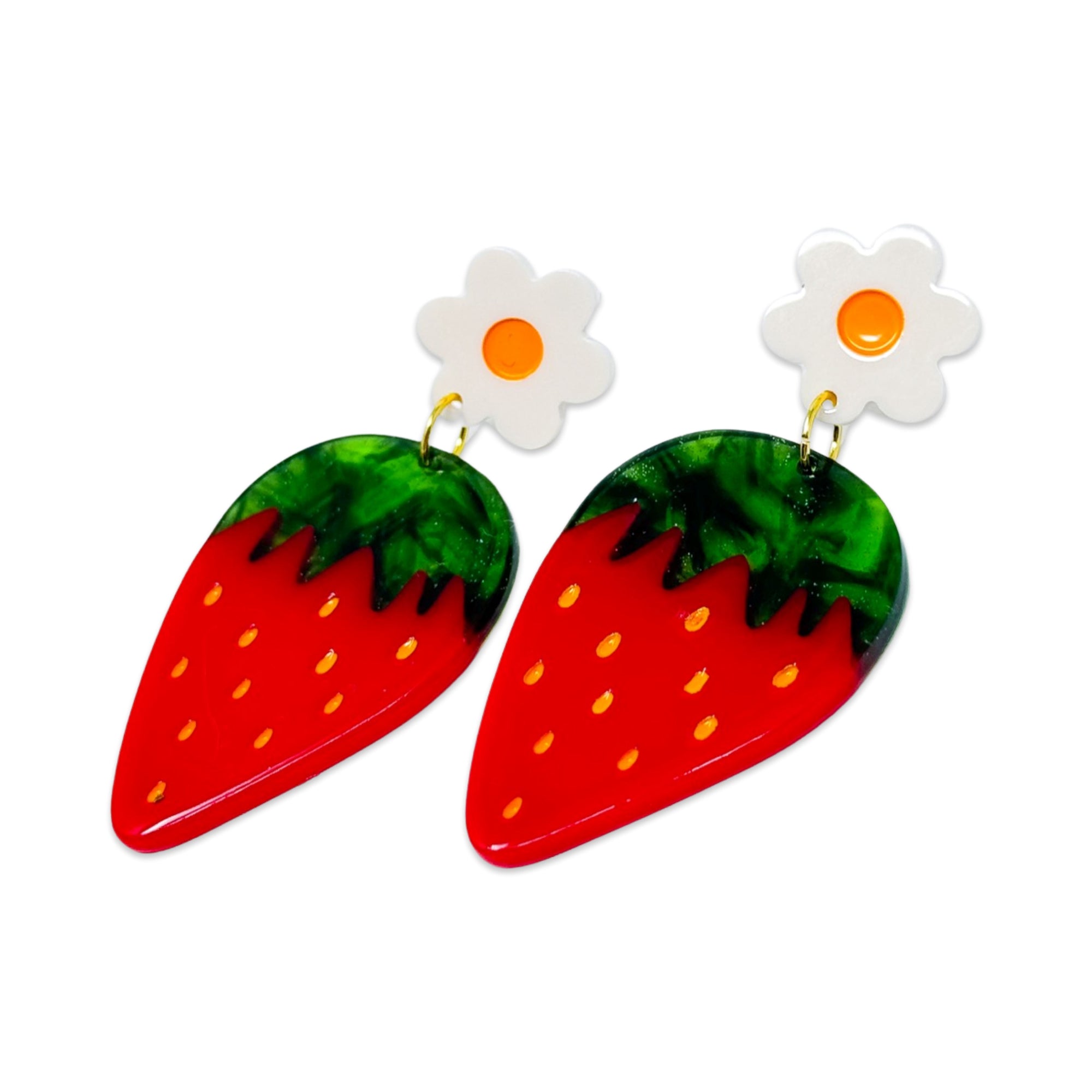 Strawberries and Flowers Earrings Jewelry Jenny Lemons