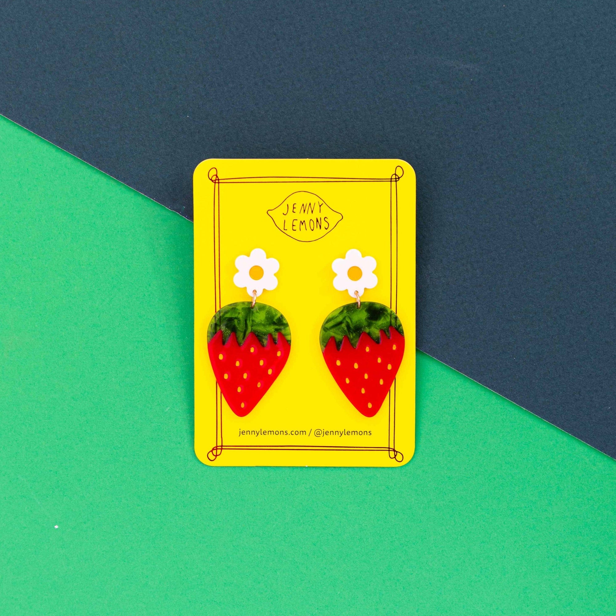 Strawberries and Flowers Earrings Jewelry Jenny Lemons