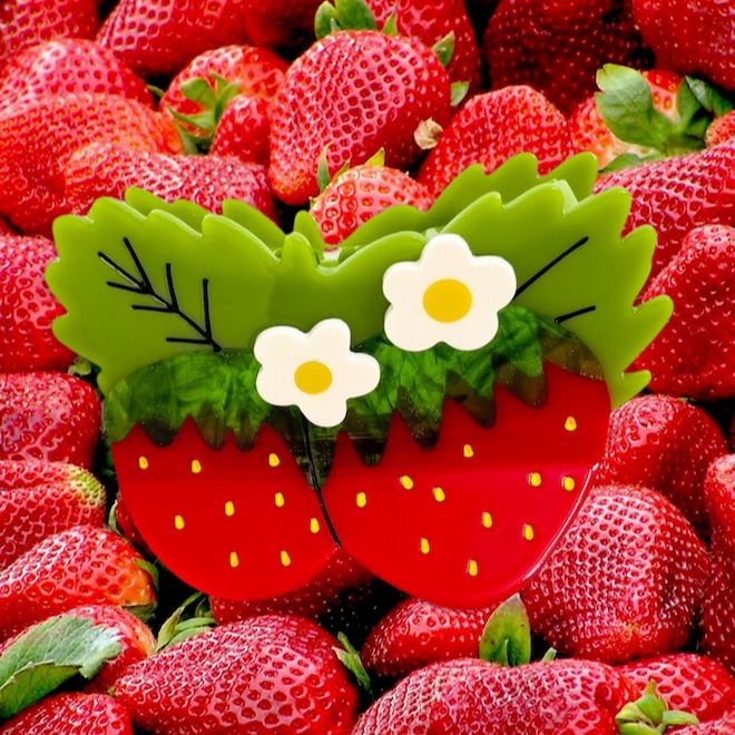 Strawberries and Flowers Hair Claw Accessories Jenny Lemons