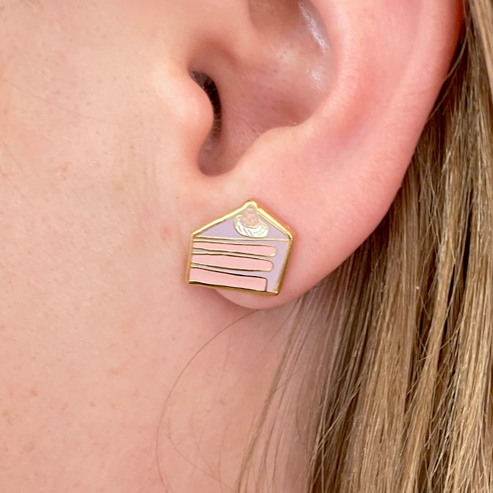 22k Gold Cake Enamel Earrings Earrings Jenny Lemons