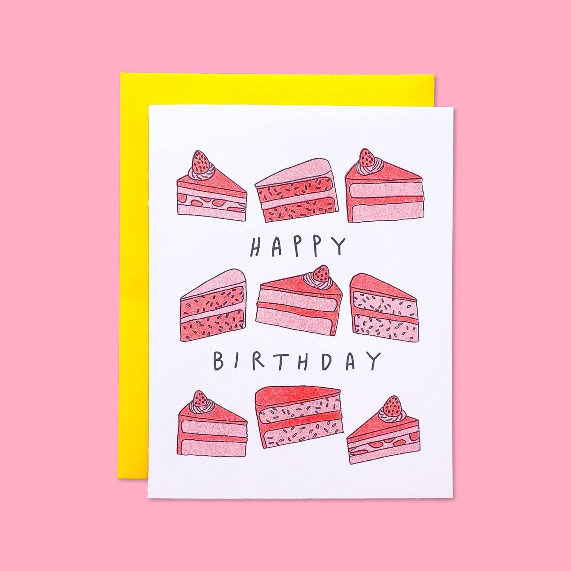 Birthday Cake Slices Risograph Card Stationery/Stickers/Cards Jenny Lemons