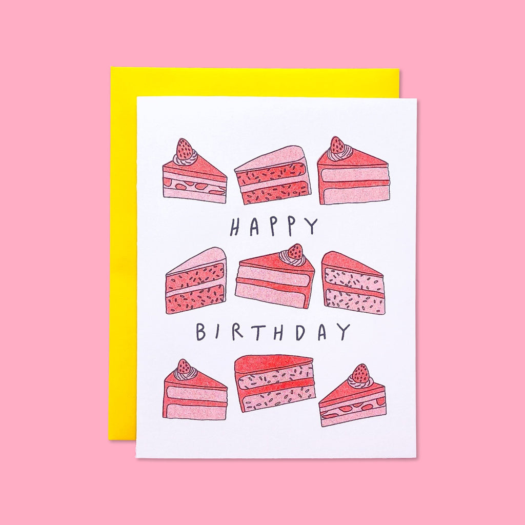 Birthday Cake Slices Risograph Card Stationery/Stickers/Cards Jenny Lemons 