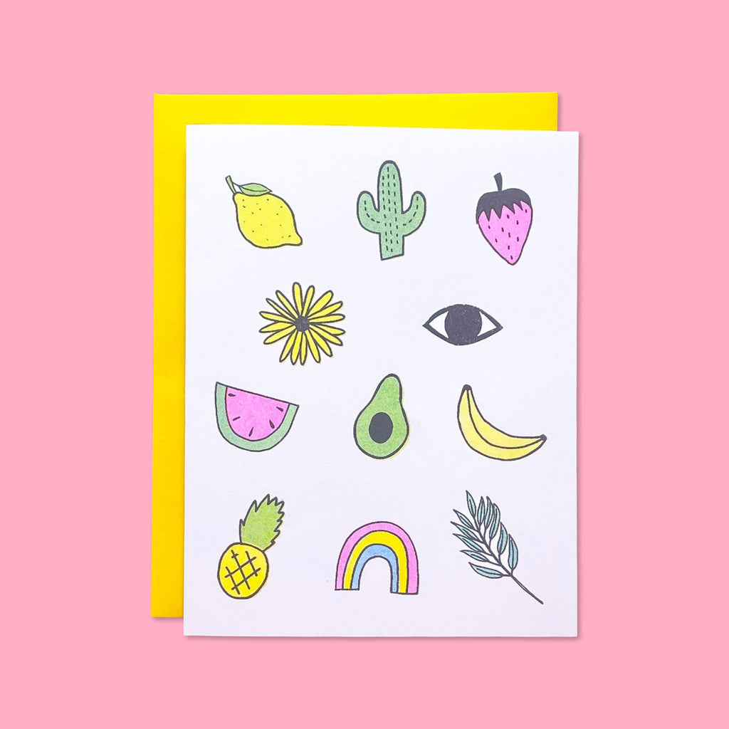 Fruits and Flowers Everyday Risograph Card Stationery/Stickers/Cards Jenny Lemons 