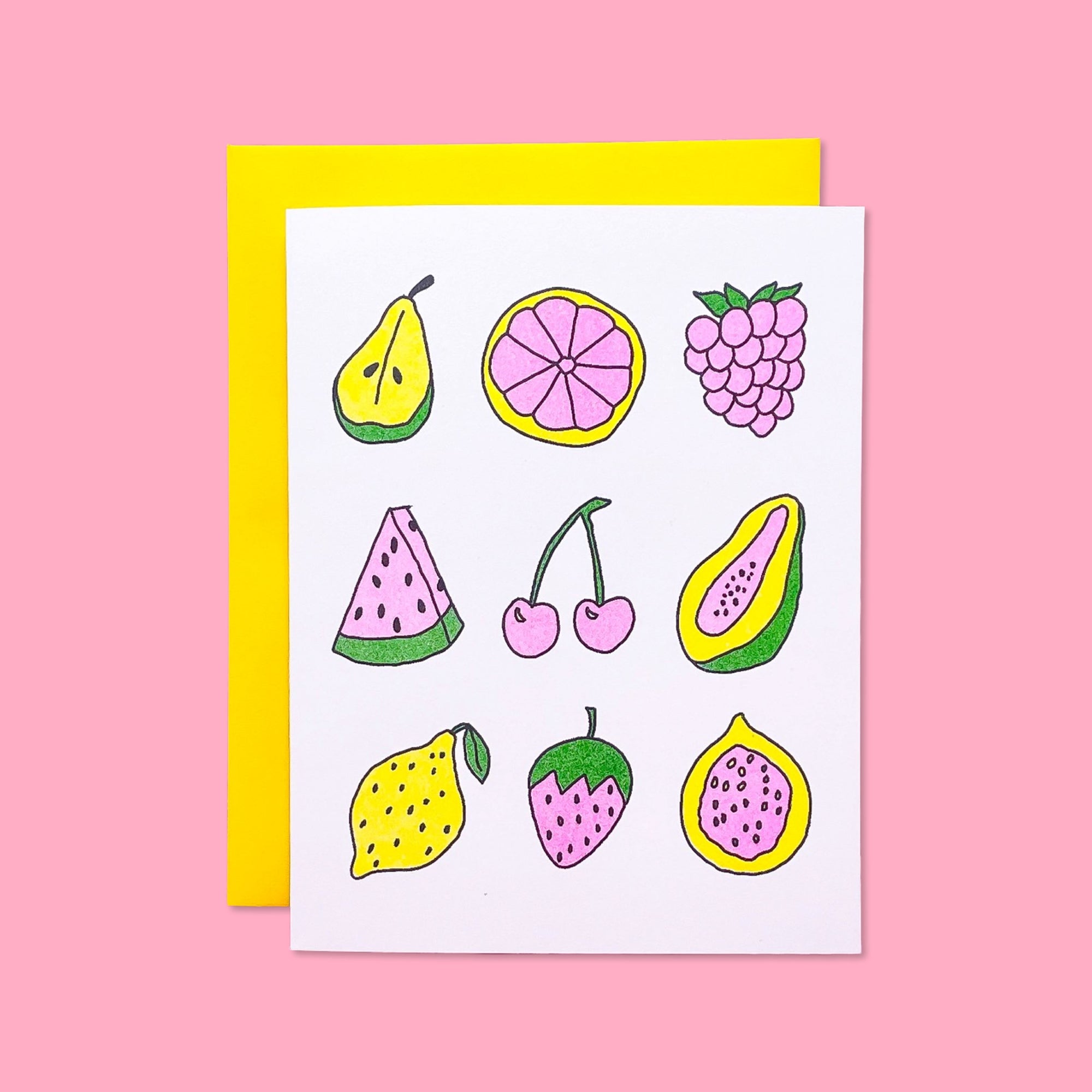 Fruits Everyday Risograph Card Stationery/Stickers/Cards Jenny Lemons
