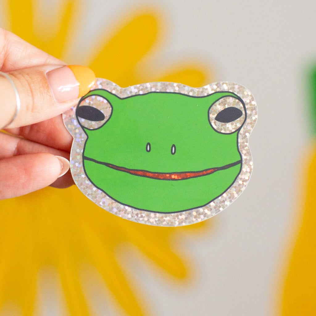 Glitter Froggy Face Sticker Stationary/Stickers/Cards Jenny Lemons 