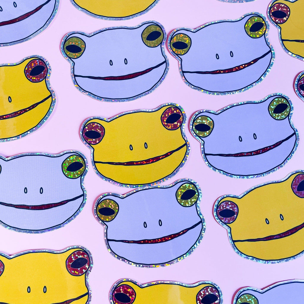 Glitter Golden Froggy Face Sticker Stationary/Stickers/Cards Jenny Lemons 