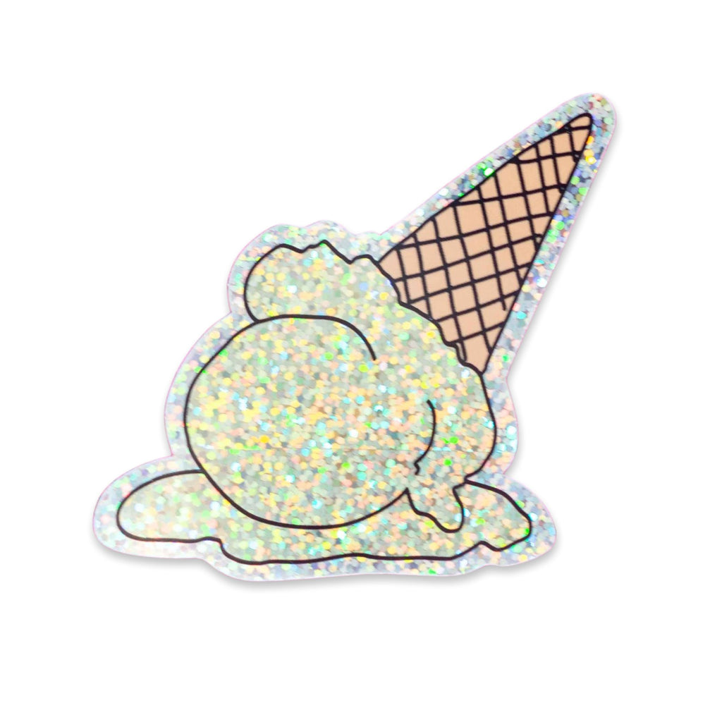 Glitter Melting Ice Cream Cone Sticker Stationary/Stickers/Cards Jenny Lemons 