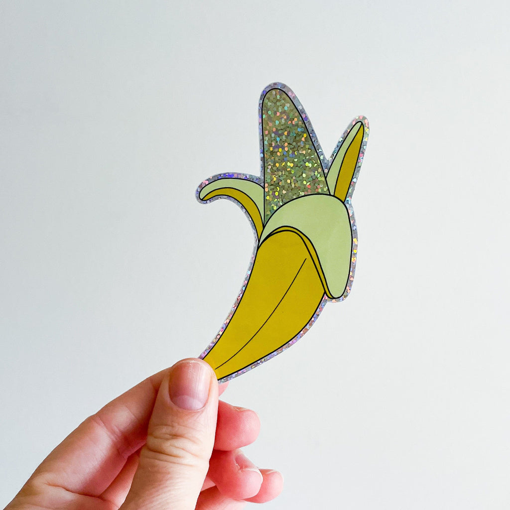 Glitter Peeled Banana Sticker Stationary/Stickers/Cards Jenny Lemons 
