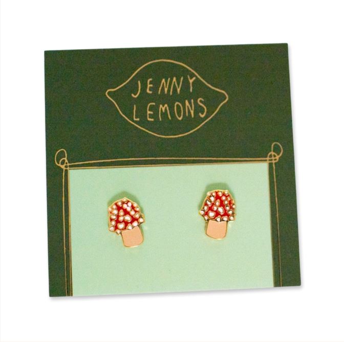 Mushroom Enamel Earrings Jewelry Jenny Lemons