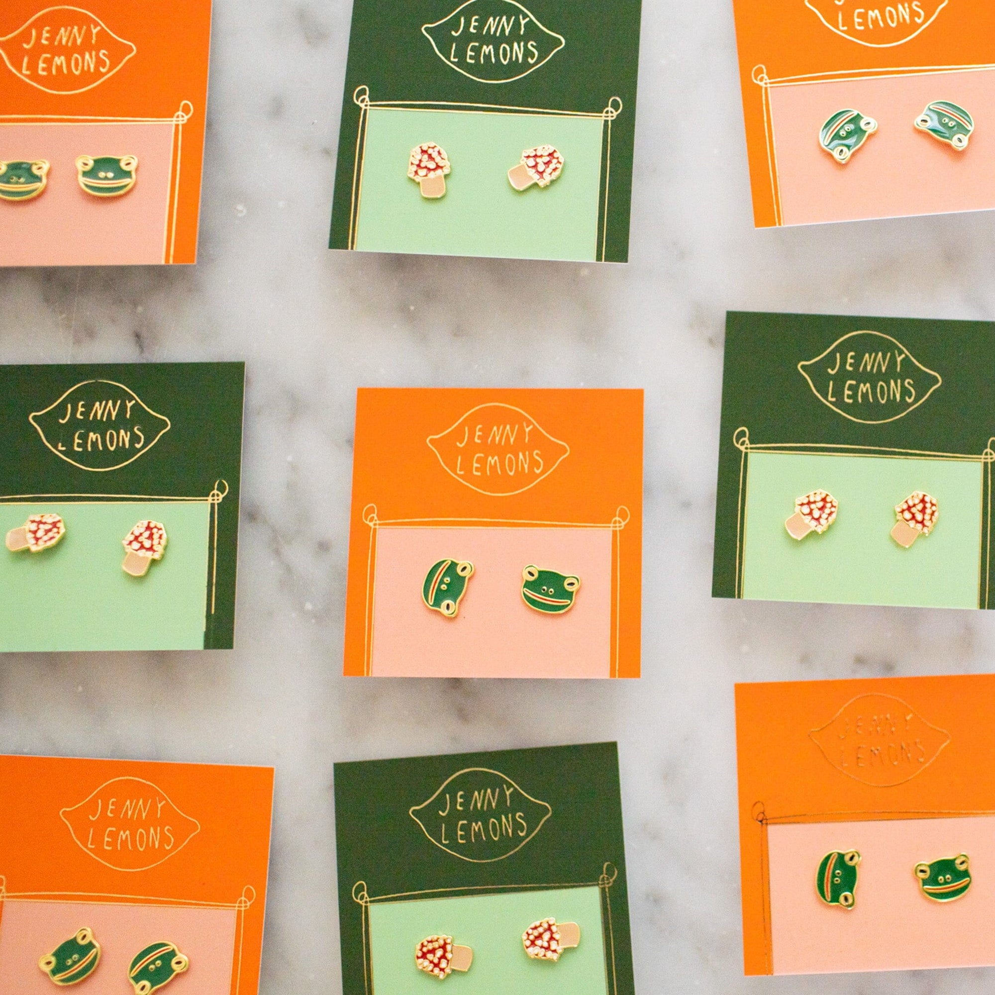 Mushroom Enamel Earrings Jewelry Jenny Lemons