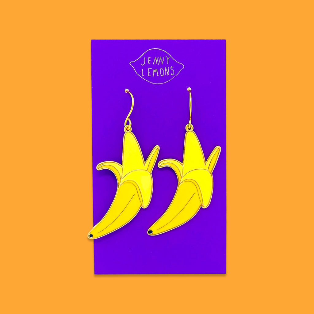 Peeled Banana Charm Earrings Jewelry Jenny Lemons 
