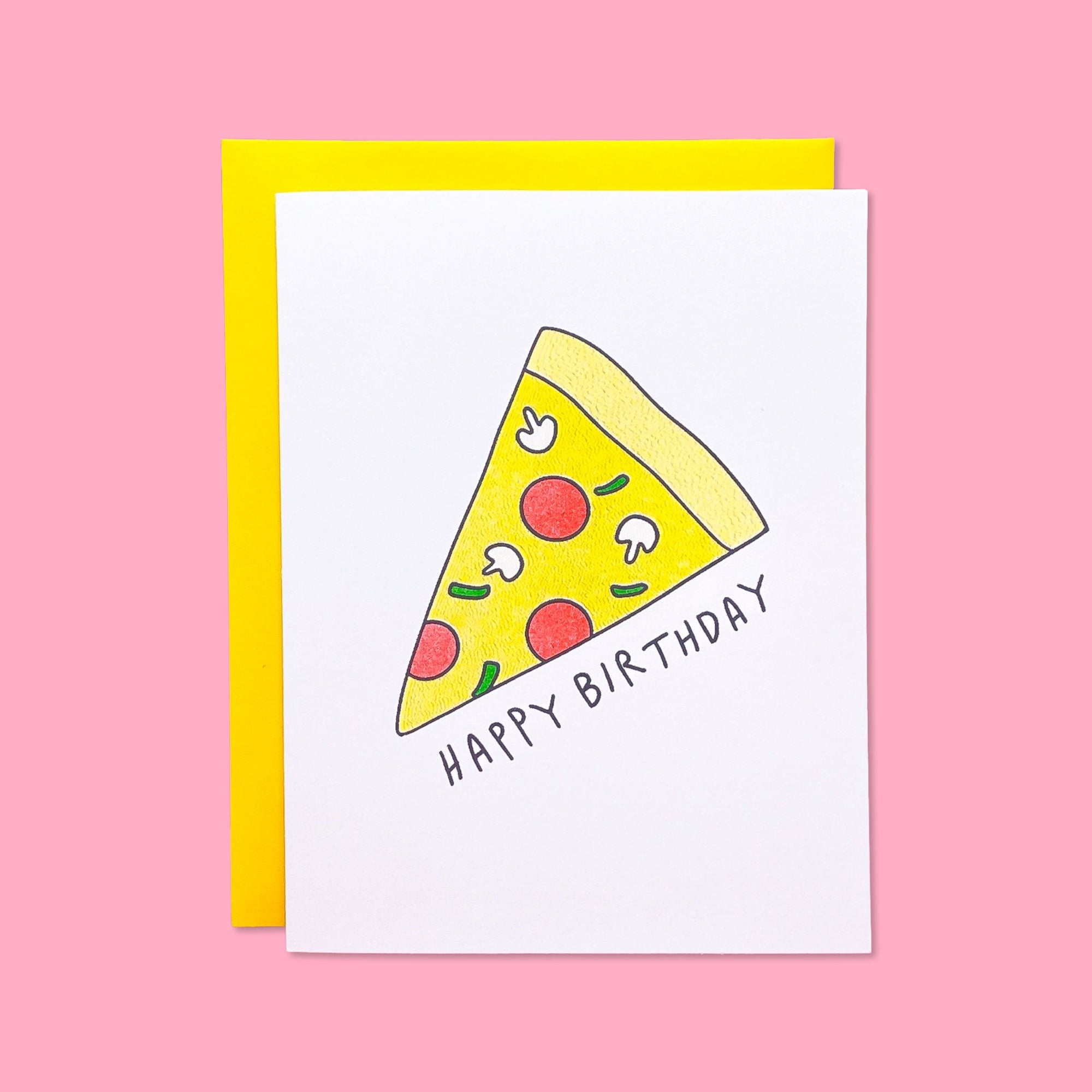 Pizza Birthday Risograph Card Stationery/Stickers/Cards Jenny Lemons