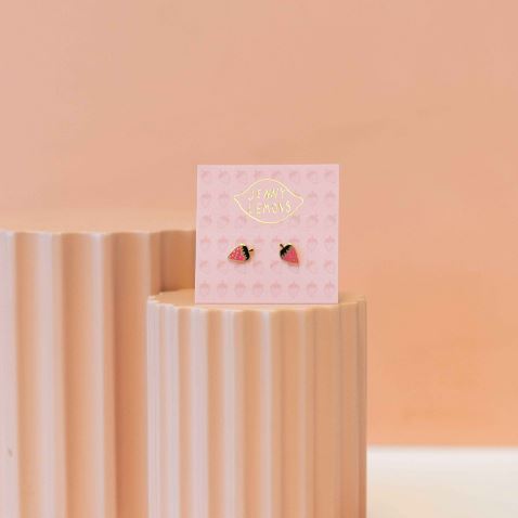 Strawberry Enamel Earrings Jewelry Jenny Lemons