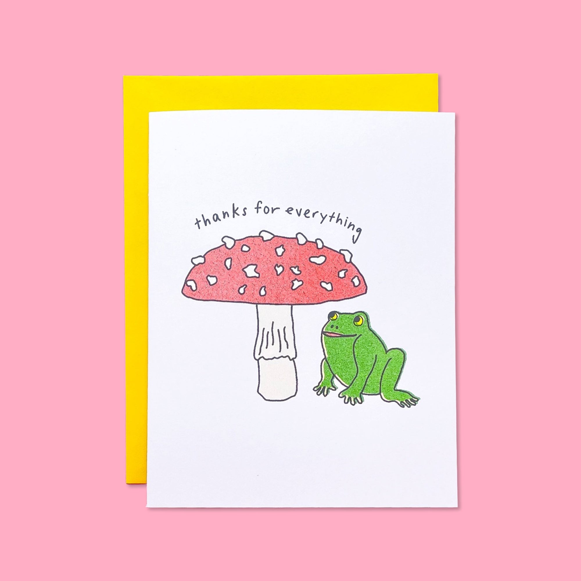 Thanks for Everything Frog and Mushroom Risograph Card Stationery/Stickers/Cards Jenny Lemons