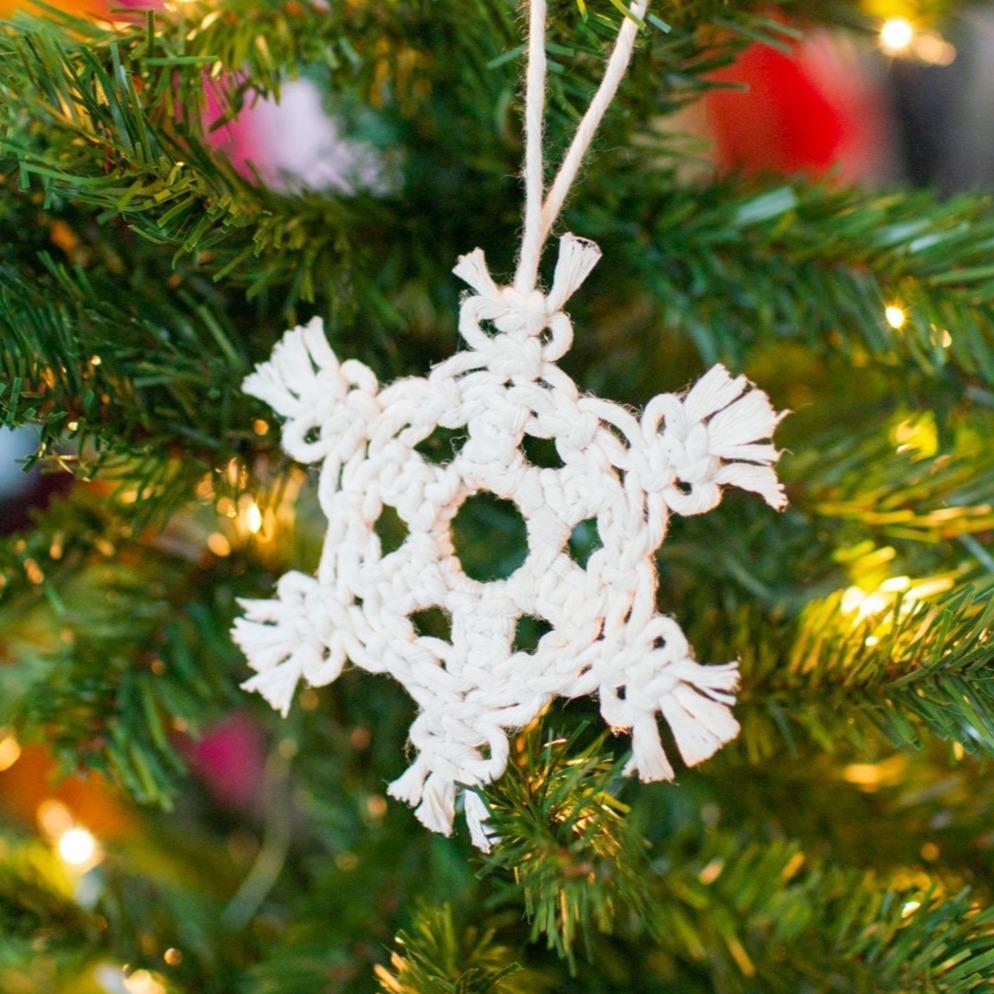 DIY Tutorial: Macrame Snowflake Ornament