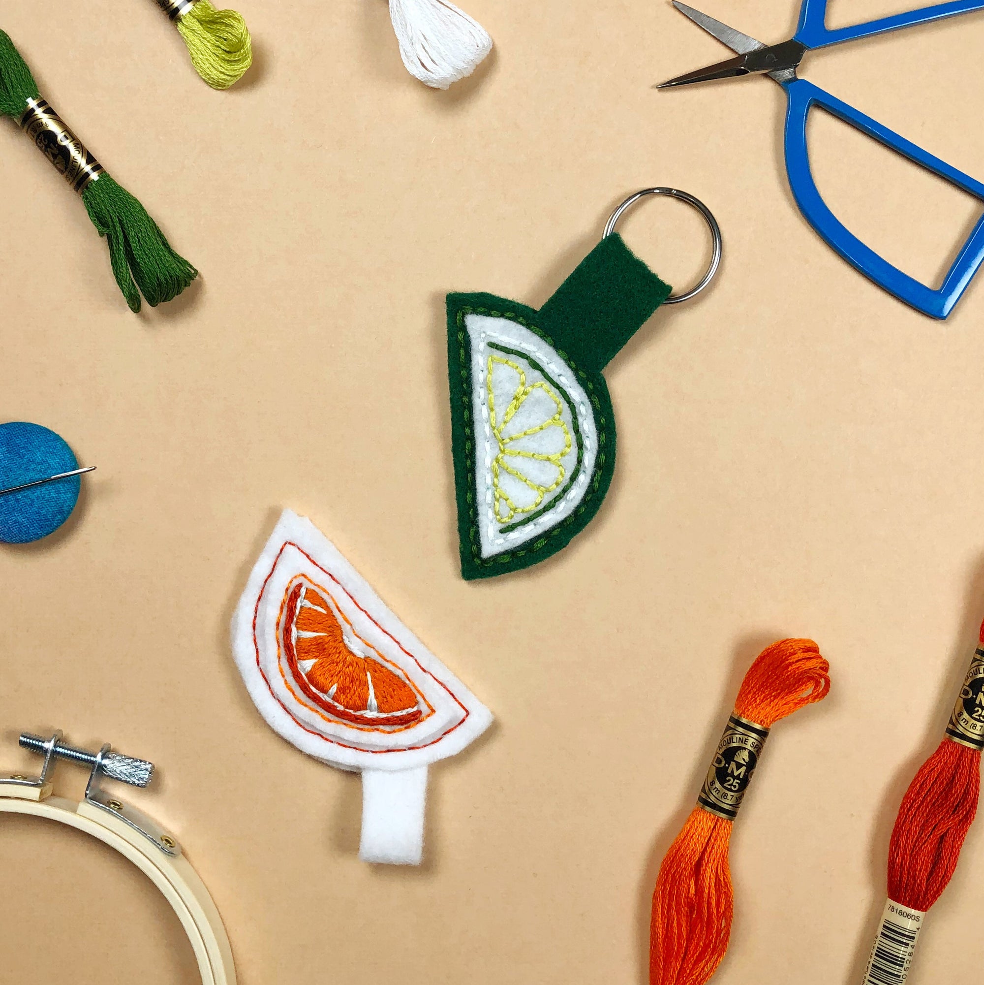 Easy Embroidery Tutorial- Fruit Slice Keychain Project