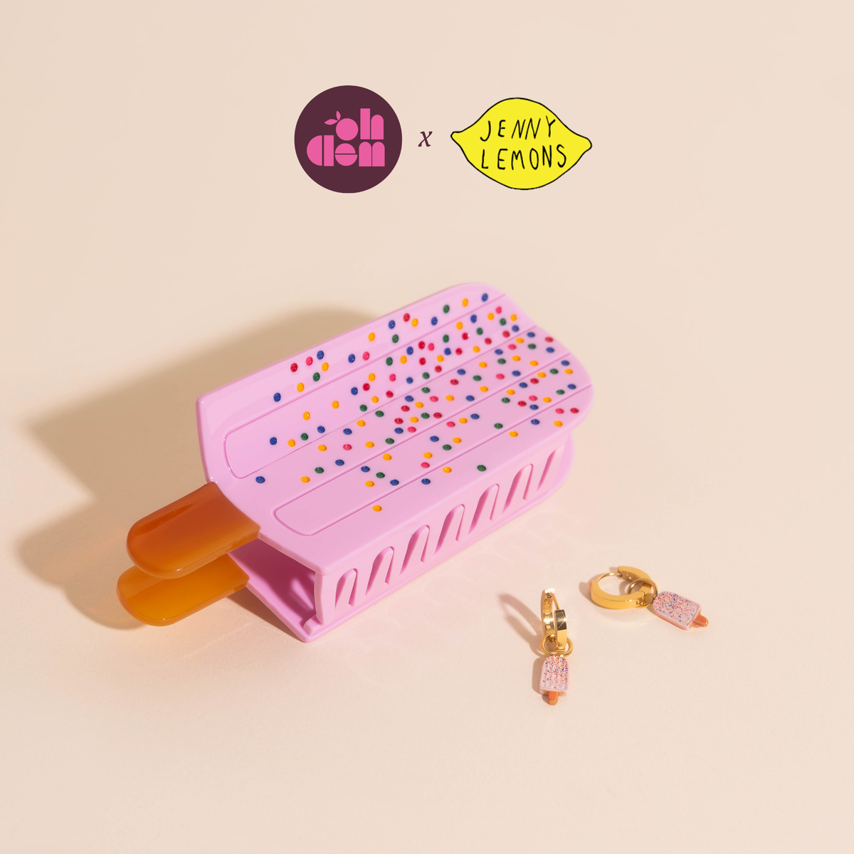Large Popsicle Hair Claw Clip + Sprinkle Popsicle Huggie Hoop Charms