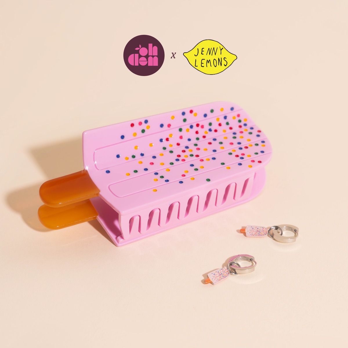 Large Popsicle Hair Claw Clip + Sprinkle Popsicle Huggie Hoop Charms