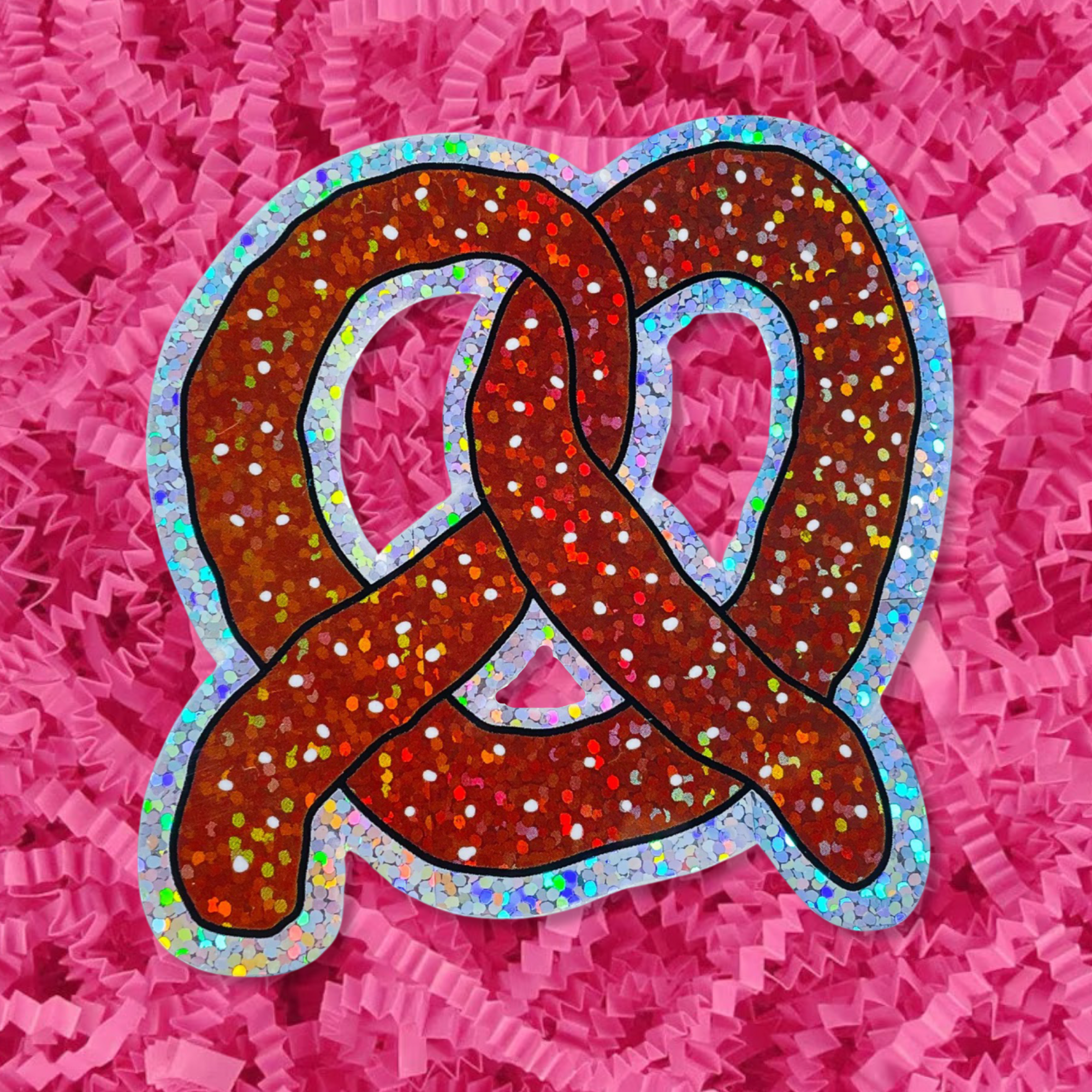 Glitter Pretzel Sticker