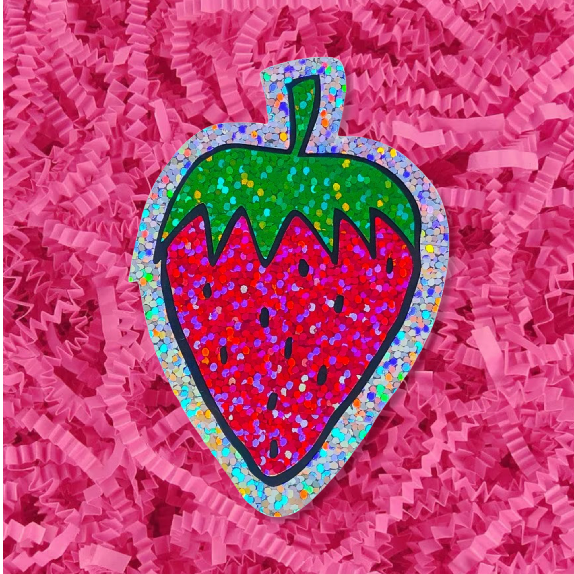 Glitter Strawberry Sticker