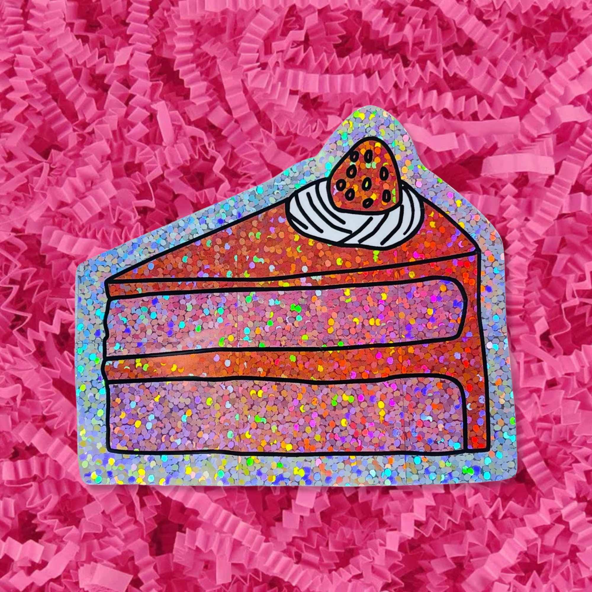 Glitter Cake Slice Sticker