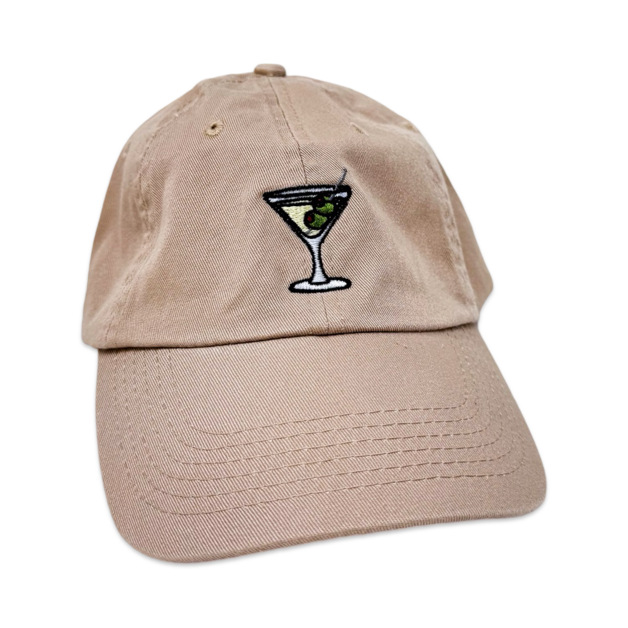 Tan Martini Embroidered Hat