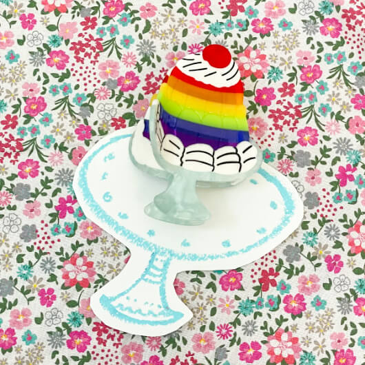 Large Rainbow Jello Cake Hair Claw Clip