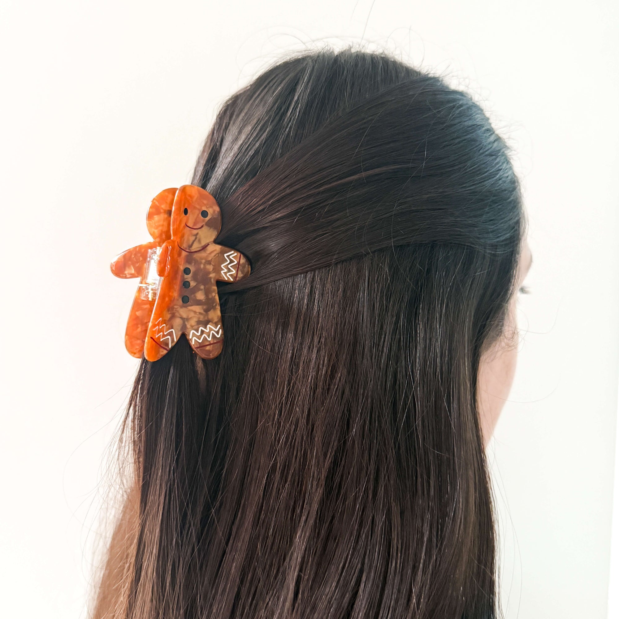 Midi Gingerbread Holiday Cookie Hair Claw Clip