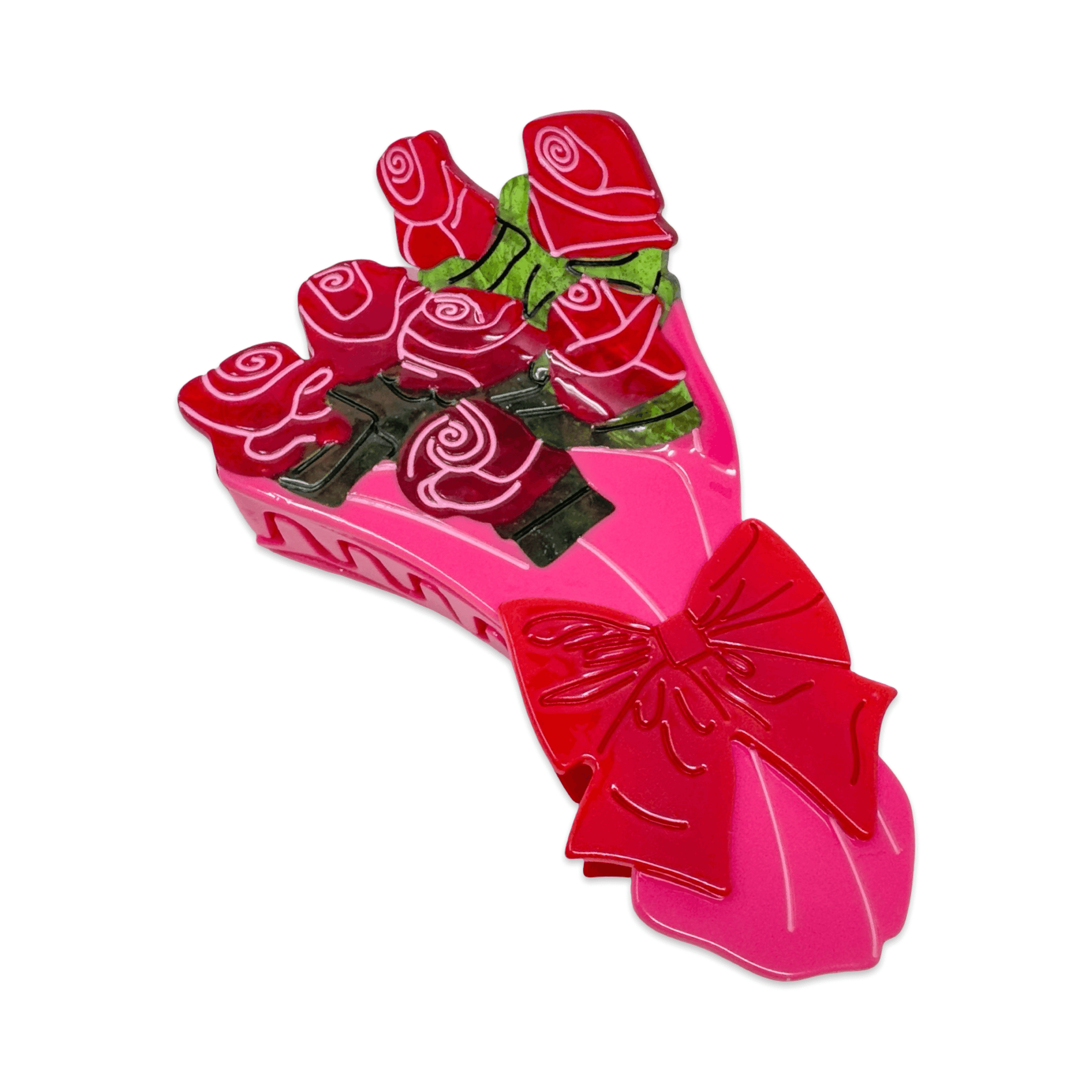 Large Gummy Rose Bouquet Hair Claw Clip