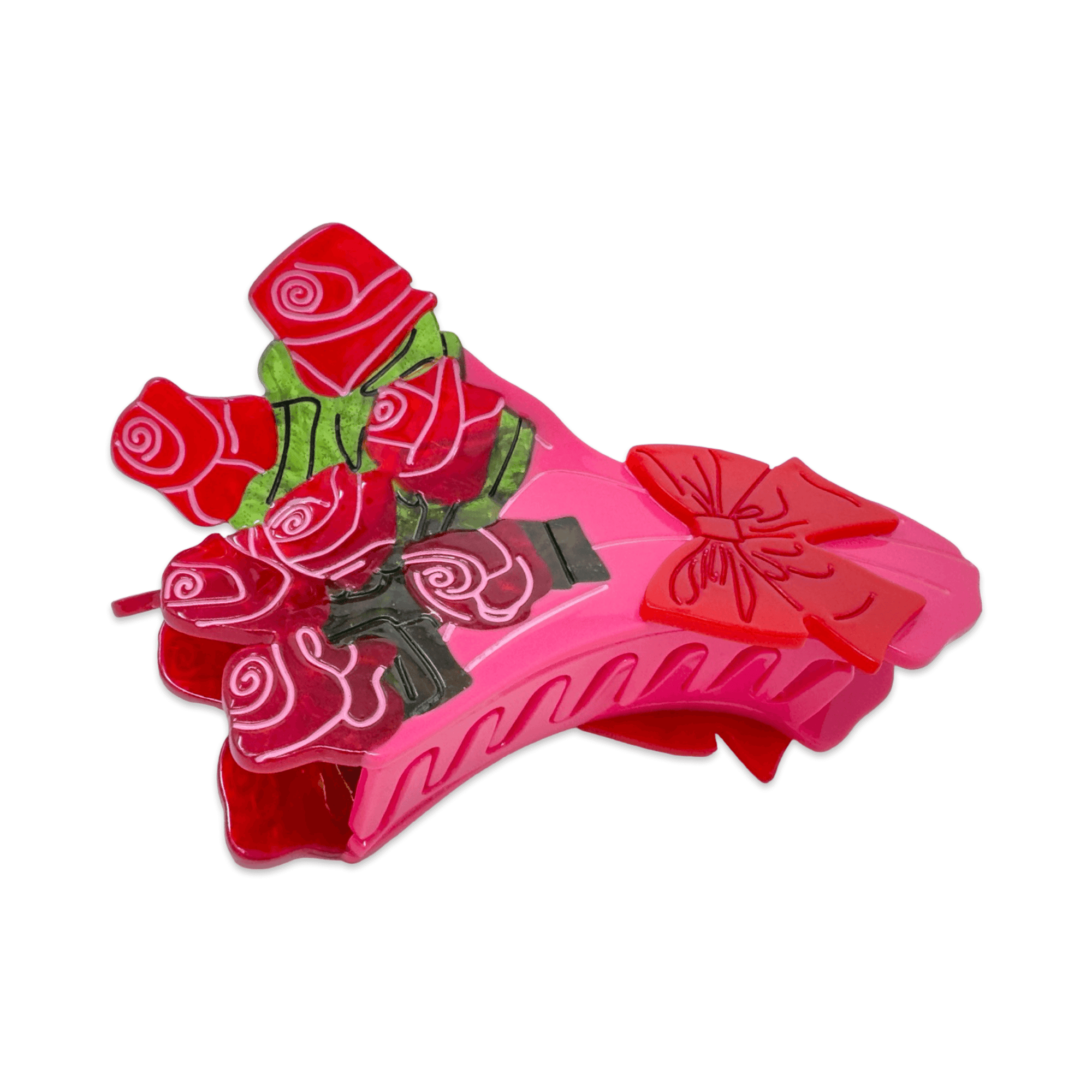 Large Gummy Rose Bouquet Hair Claw Clip