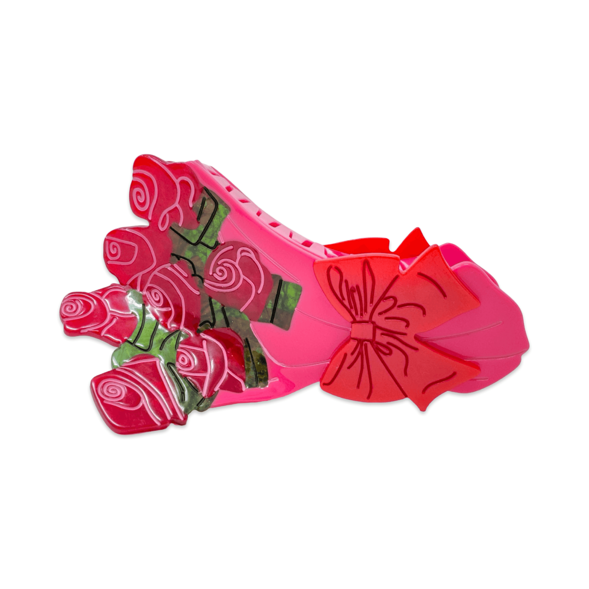 Large Gummy Rose Bouquet Hair Claw Clip