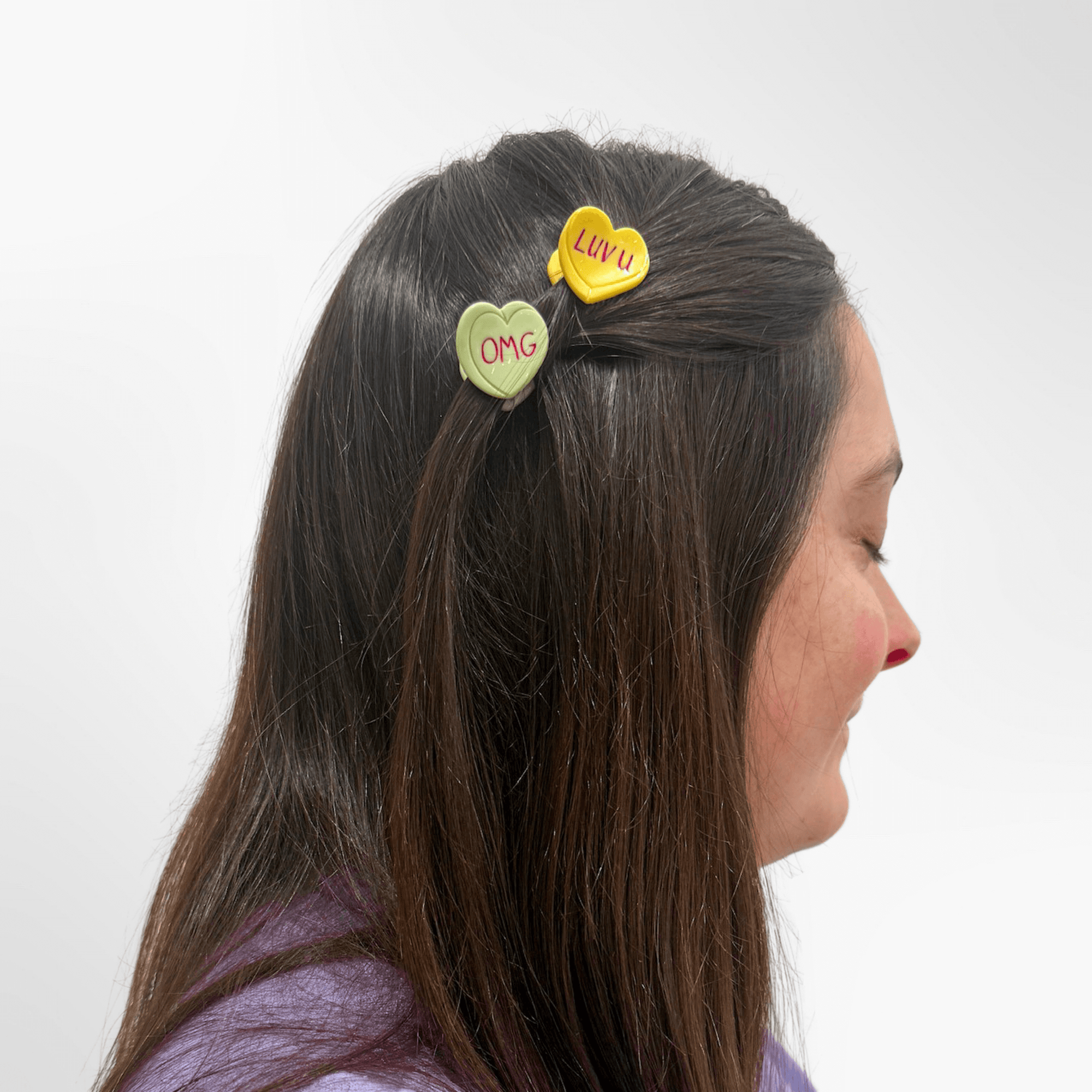 Micro Candy Hearts Hair Claw Clip Set