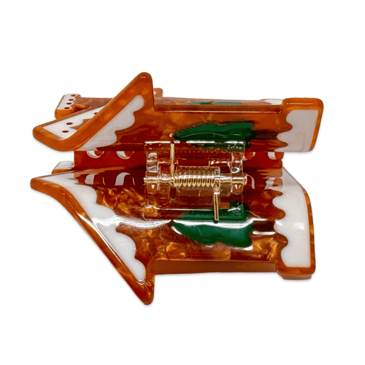 Midi Gingerbread House Holiday Cookie Hair Claw Clip