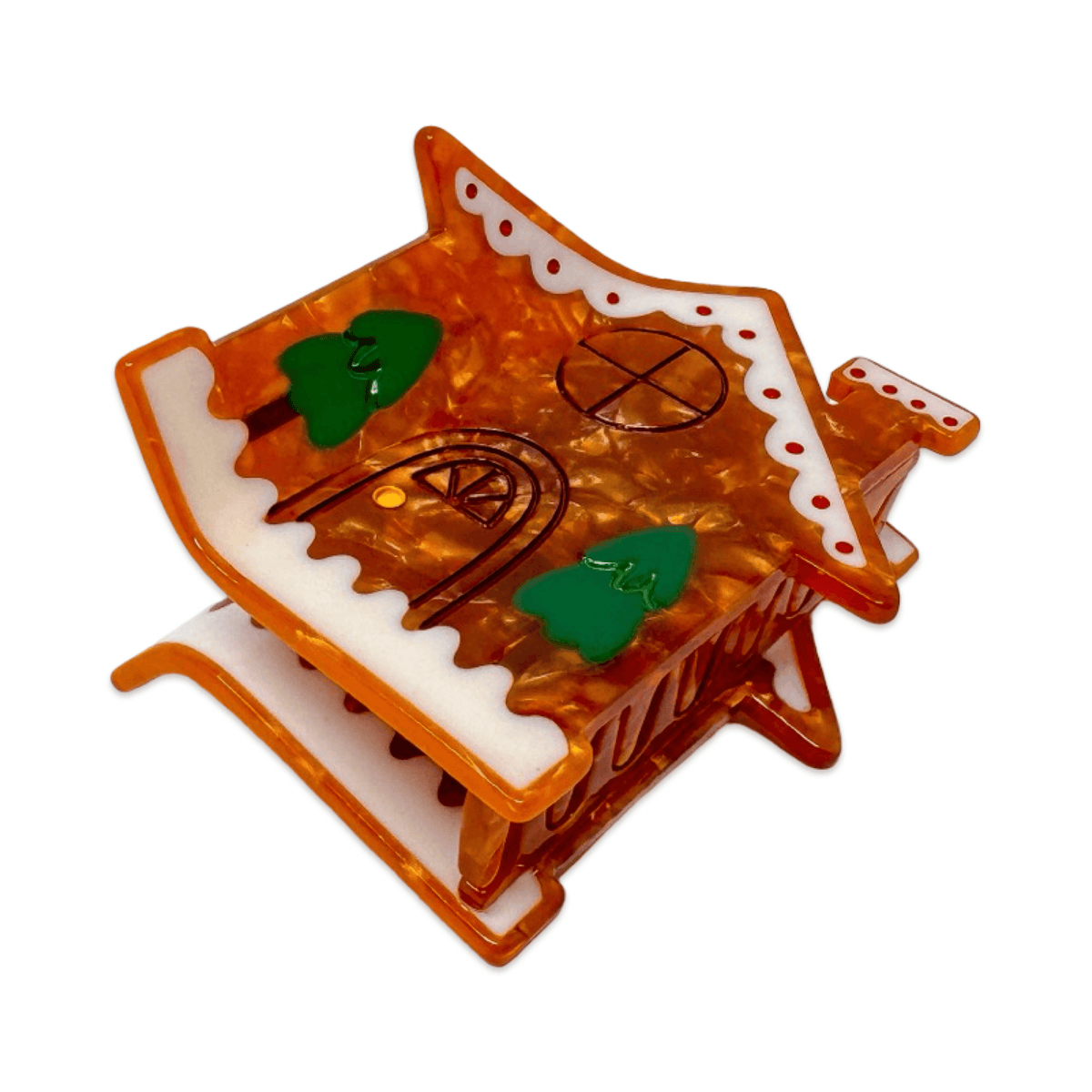 Midi Gingerbread House Holiday Cookie Hair Claw Clip