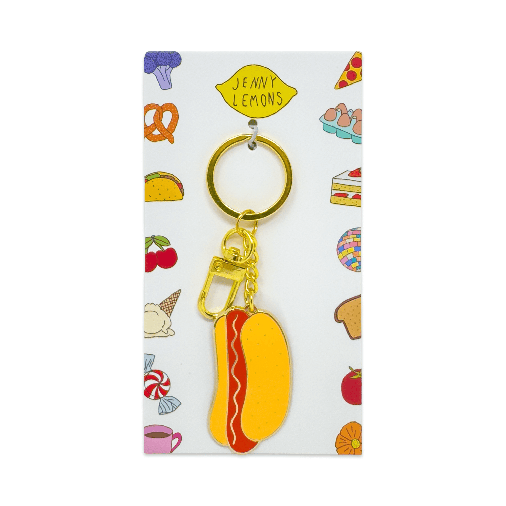Hot Dog Enamel Bag Charm & Keychain